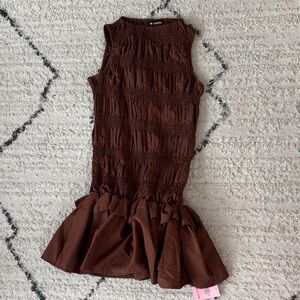 PrettyLittleThing Chocolate Ruffle Mini Dress